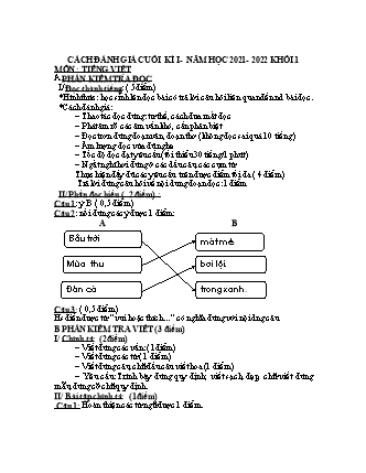 Cách đánh giá Cuối học kì 1 Toán và Tiếng Việt Lớp 1  Sách Kết nối tri thức với cuộc sống - Năm học 2021-2022