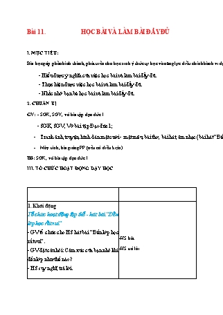 Giáo án Đạo đức Lớp 1 Sách Kết nối tri thức với cuộc sống - Chủ đề 4: Thực hiện nội quy trường, lớp - Bài 11: Học bài và làm bài đẩy đủ