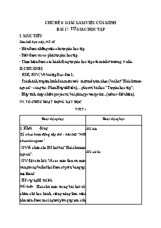 Giáo án Đạo đức Lớp 1 Sách Kết nối tri thức với cuộc sống - Chủ đề 6: Tự giác làm việc của mình - Bài 17: Tự giác học tập