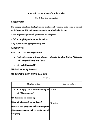 Giáo án Đạo đức Lớp 1 Sách Kết nối tri thức với cuộc sống - Chủ đề 1: Tự chăm sóc bản thân - Bài 3: Em tắm, gội sạch sẽ