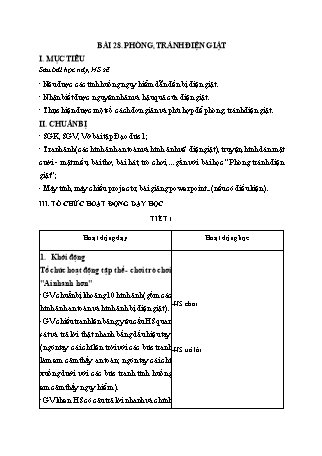 Giáo án Đạo đức Lớp 1 Sách Kết nối tri thức với cuộc sống - Chủ đề 8: Phòng, tránh tai nạn thương tích - Bài 28: Phòng, tránh điện giật