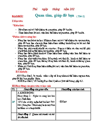 Giáo án Đạo đức Lớp 2 Sách Kết nối tri thức với cuộc sống - Bài 7: Quan tâm, giúp đỡ bạn