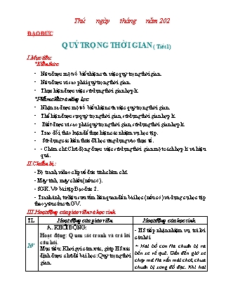 Giáo án Đạo đức Lớp 2 Sách Kết nối tri thức với cuộc sống - Bài 1: Quý trọng thời gian