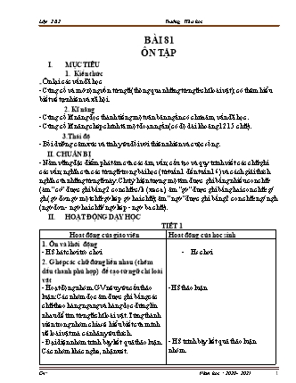 Giáo án Tiếng Việt Lớp 1 Sách Kết nối tri thức với cuộc sống - Tuần 17 - Năm học 2020-2021