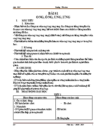 Giáo án Tiếng Việt Lớp 1 Sách Kết nối tri thức với cuộc sống - Tuần 13 - Năm học 2020-2021