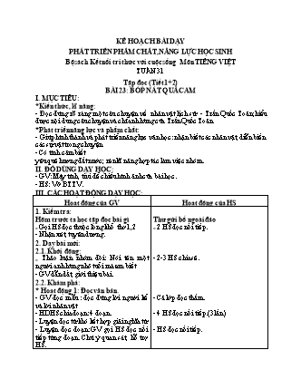 Giáo án Tiếng Việt Lớp 2 Sách Kết nối tri thức với cuộc sống - Tuần 31