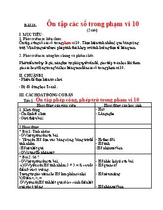 Giáo án Toán Lớp 1 Sách Kết nối tri thức với cuộc sống - Bài 18: Ôn tập các số trong phạm vi 10 (2 tiết)