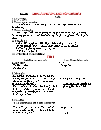 Giáo án Toán Lớp 1 Sách Kết nối tri thức với cuộc sống - Bài 14: Khối lập phương, khối hộp chữ nhật (2 tiết)