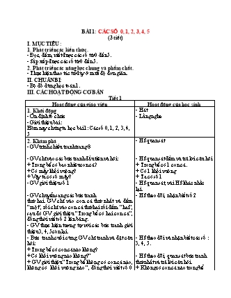 Giáo án Toán Lớp 1 Sách Kết nối tri thức với cuộc sống - Bài 1: Các sô 0, 1, 2, 3, 4, 5 (3 tiết)