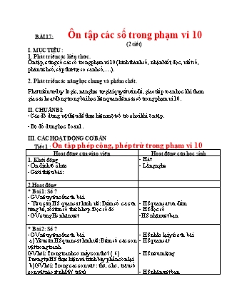 Giáo án Toán Lớp 1 Sách Kết nối tri thức với cuộc sống - Bài 17: Ôn tập các số trong phạm vi 10 (2 tiết)