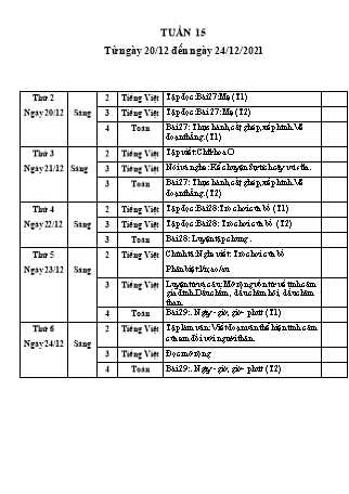 Giáo án Tổng hợp các môn Lớp 2 Sách Kết nối tri thức với cuộc sống - Tuần 15 - Năm học 2021-2022