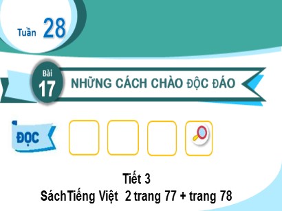 Bài giảng Tiếng Việt Lớp 2 Sách Kết nối tri thức với cuộc sống - Tuần 28 - Bài 17: Những cách chào độc đáo (Tiết 3)