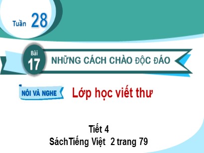Bài giảng Tiếng Việt Lớp 2 Sách Kết nối tri thức với cuộc sống - Tuần 28 - Bài 17: Những cách chào độc đáo (Tiết 4)