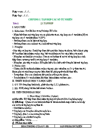 Giáo án Toán Lớp 6 Sách Kết nối tri thức với cuộc sống - Chương 1: Tập hợp các số tự nhiên - Bài 1: Tập hợp