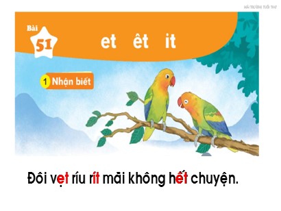 Bài giảng Tiếng Việt Lớp 1 Sách Kết nối tri thức với cuộc sống - Bài 51: Et, êt, it (Bản hay)