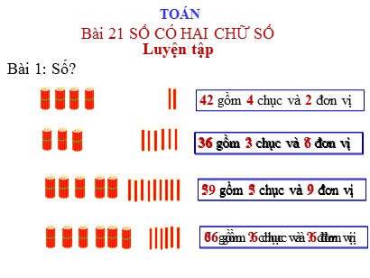 Bài giảng Toán Lớp 1 Sách Kết nối tri thức với cuộc sống - Bài 21: Luyện tập số có hai chữ số