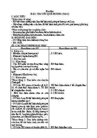 Giáo án Đạo đức Lớp 2 Sách Kết nối tri thức với cuộc sống - Bài 2: Em yêu quê hương