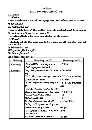 Giáo án Toán Lớp 1 Sách Kết nối tri thức với cuộc sống - Tuần 19