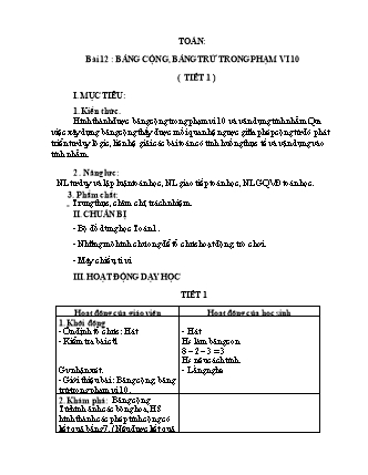 Giáo án Toán Lớp 1 Sách Kết nối tri thức với cuộc sống - Tuần 13