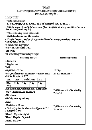 Giáo án Toán Lớp 2 Sách Kết nối tri thức với cuộc sống - Tuần 10 (Bản đẹp)