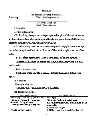 Giáo án Tổng hợp các môn Lớp 1 Sách Kết nối tri thức với cuộc sống - Tuần 27 - Năm học 2020-2021