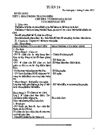 Giáo án Tổng hợp các môn Lớp 1 Sách Kết nối tri thức với cuộc sống - Tuần 24 - Năm học 2020-2021 (Bản hay)