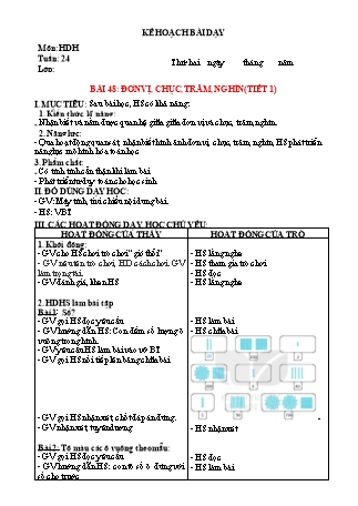 Kế hoạch bài dạy Toán Lớp 2 Sách Kết nối tri thức với cuộc sống - Tuần 24