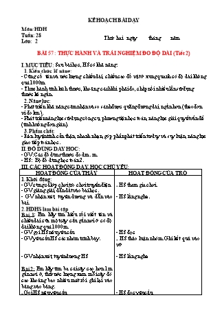 Kế hoạch bài dạy Toán Lớp 2 Sách Kết nối tri thức với cuộc sống - Tuần 28