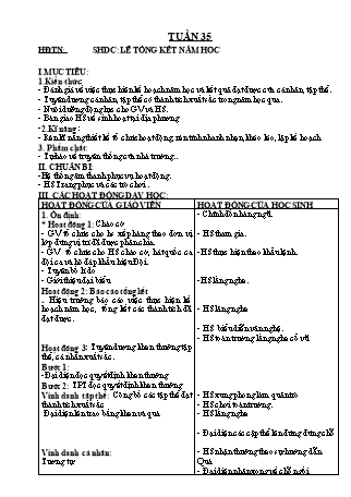 Kế hoạch bài dạy Tổng hợp các môn Lớp 1 Sách Kết nối tri thức với cuộc sống - Tuần 35