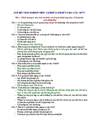 Câu hỏi trắc nghiệm Lịch sử & Địa lí 8 (Kết nối tri thức với cuộc sống) - Phần Lịch sử