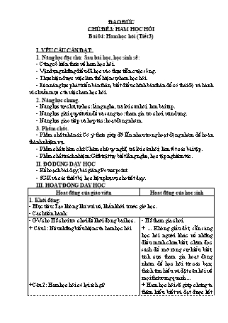 Giáo án Đạo đức 3 (Kết nối tri thức với cuộc sống) - Chủ đề 3: Ham học hỏi - Bài 04: Ham học hỏi (Tiết 3)