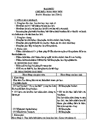 Giáo án Đạo đức 3 (Kết nối tri thức với cuộc sống) - Chủ đề 3: Ham học hỏi - Bài 04: Ham học hỏi (Tiết 1)