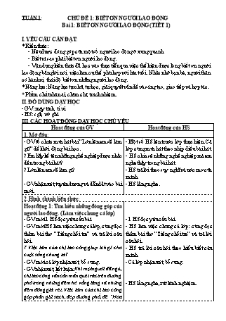 Giáo án Đạo đức 4 (Kết nối tri thức với cuộc sống) - Chủ đề 1: Biết ơn người lao động - Bài 1: Biết ơn người lao động