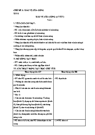 Giáo án Đạo đức 4 (Kết nối tri thức với cuộc sống) - Chủ đề 5: Bảo vệ của công - Bài 5: Bảo vệ của công