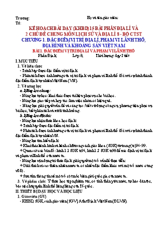 Giáo án Địa lí 8 (Kết nối tri thức với cuộc sống) - Học kì 1