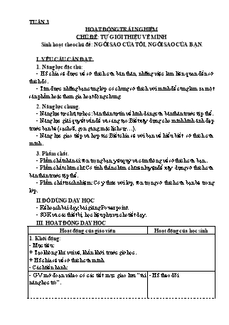 Giáo án Hoạt động trải nghiệm 3 (Kết nối tri thức với cuộc sống) - Tuần 3 - Chủ đề: Tự giới thiệu về mình