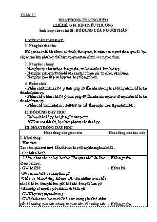 Giáo án Hoạt động trải nghiệm 3 (Kết nối tri thức với cuộc sống) - Tuần 17 - Chủ đề: Gia đình yêu thương