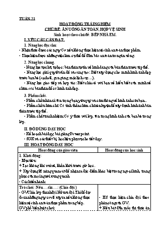 Giáo án Hoạt động trải nghiệm 3 (Kết nối tri thức với cuộc sống) - Tuần 21 - Chủ đề: Ăn uống ăn toàn, hợp vệ sinh