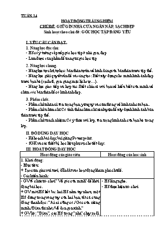 Giáo án Hoạt động trải nghiệm 3 (Kết nối tri thức với cuộc sống) - Tuần 14 - Chủ đề: Giữ gìn nhà cửa ngăn nắp, sạch đẹp