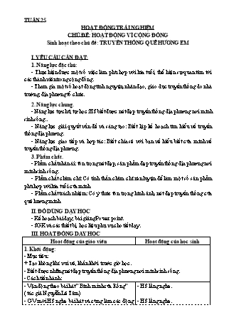 Giáo án Hoạt động trải nghiệm 3 (Kết nối tri thức với cuộc sống) - Tuần 25 - Chủ đề: Hoạt động vì cộng đồng