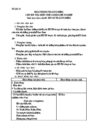 Giáo án Hoạt động trải nghiệm 3 (Kết nối tri thức với cuộc sống) - Tuần 35 - Chủ đề: Tìm hiểu thế giới nghề nghiệp