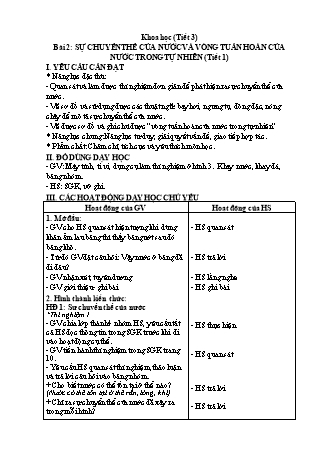 Giáo án Khoa học 4 (Kết nối tri thức với cuộc sống) - Bài 2: Sự chuyển thể của nước và vòng tuần hoàn của nước trong tự nhiên