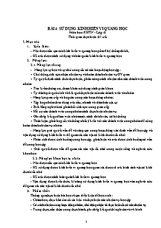 Giáo án Khoa học tự nhiên 6 (Kết nối tri thức với cuộc sống) - Bài 4: Sử dụng kính hiển vi quang học