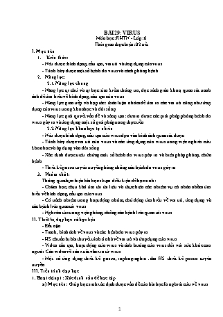 Giáo án Khoa học tự nhiên 6 (Kết nối tri thức với cuộc sống) - Bài 29: Virus