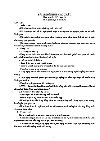 Giáo án Khoa học tự nhiên 6 (Kết nối tri thức với cuộc sống) - Bài 16: Hỗn hợp các chất