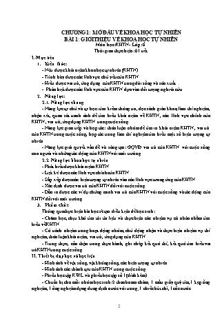 Giáo án Khoa học tự nhiên 6 (Kết nối tri thức với cuộc sống) - Bài 1: Giới thiệu về khoa học tự nhiên