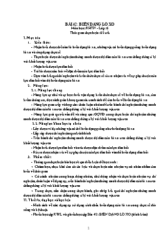 Giáo án Khoa học tự nhiên 6 (Kết nối tri thức với cuộc sống) - Bài 42: Biến dạng lò xo