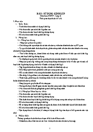 Giáo án Khoa học tự nhiên 6 (Kết nối tri thức với cuộc sống) - Bài 3: Sử dụng kính lúp