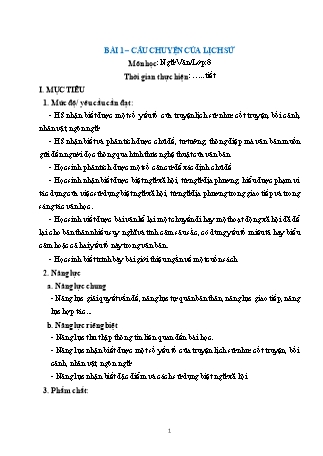 Giáo án Ngữ văn Lớp 8 (Kết nối tri thức với cuộc sống) - Bài 1: Câu chuyện của lịch sử