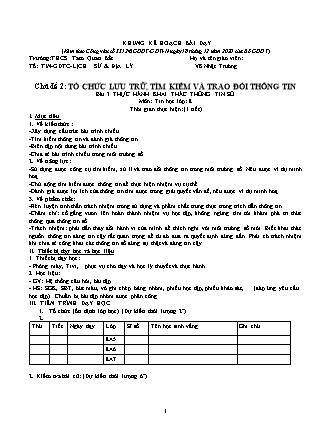 Giáo án Tin học 8 (Kết nối tri thức với cuộc sống) - Chủ đề 2: Tổ chức lưu trữ, tìm kiếm và trao đổi thông tin - Bài 3: Thực hành khai thác thông tin số - Võ Nhật Trường